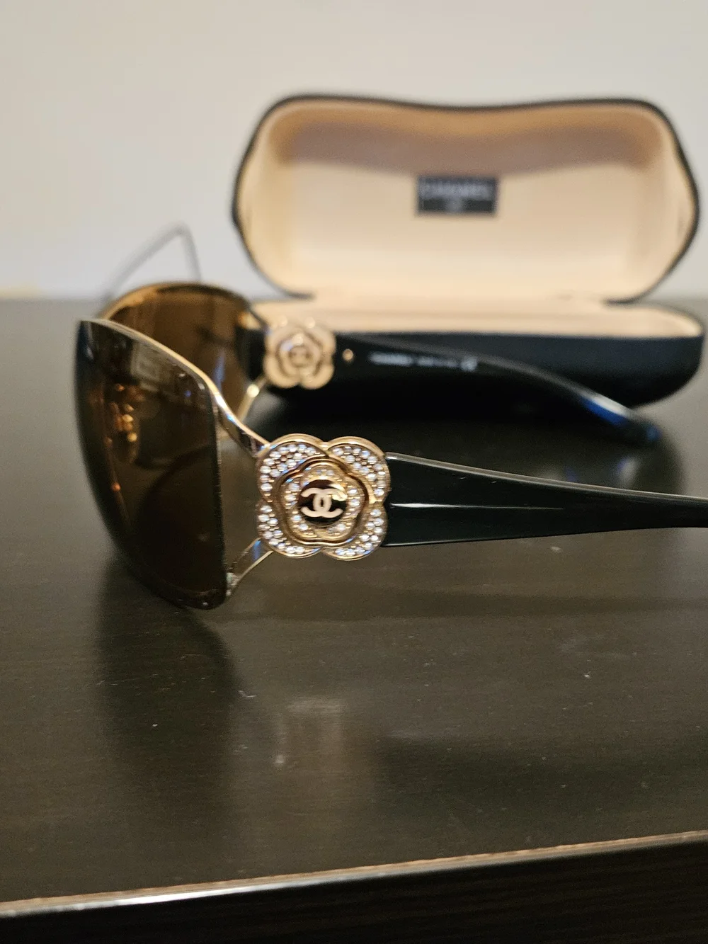 CHANEL Camellia Crystal Brown